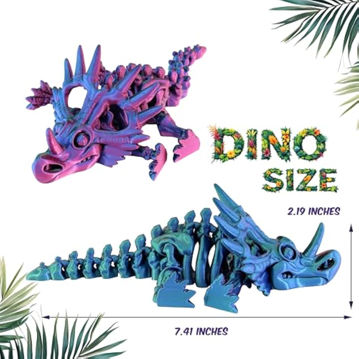 PowerTRC 3D Printed Skeleton Styracosaurus – Prehistoric Collectible Articulating Dinosaur 3D Figurine Desk Decoration for Teens and Adults, Made in USA