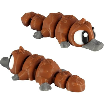 PowerTRC 3D Printed Articulated Platypus Fidget Toy 3 Pack – Flexible Cute Animal Desk Decor, Adult Fidget Collectible – 3D Printed in USA