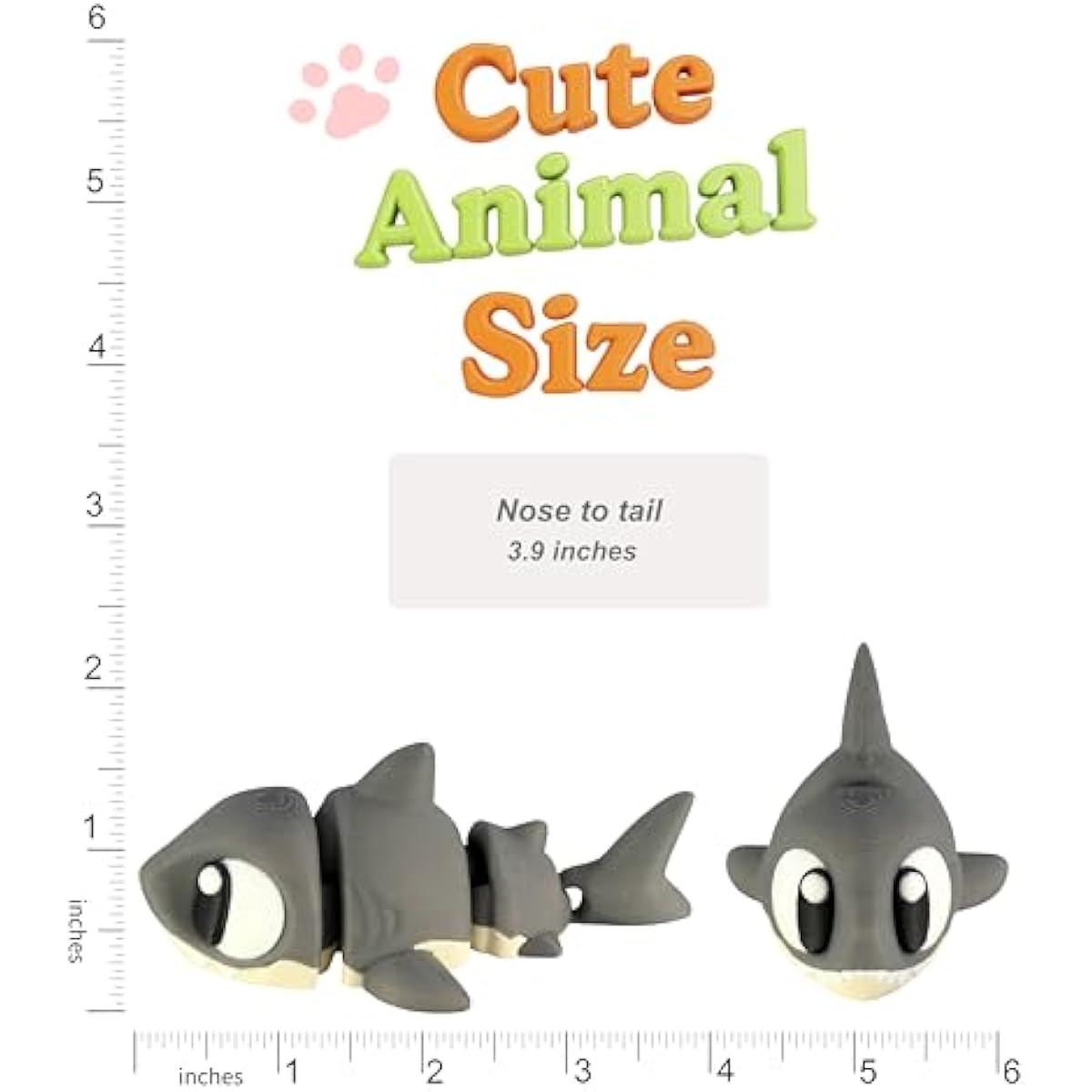 PowerTRC 3D Printed Articulated Shark Fidget Toy 3 Pack – Flexible Cute Animal Desk Decor, Adult Fidget Collectible – 3D Printed in USA