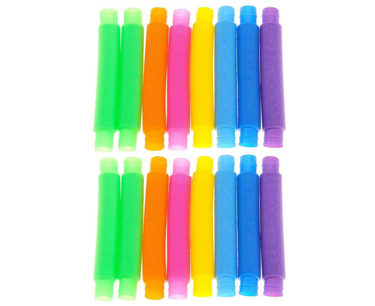 16 pk Large Pop Tubes Sensory Toy for Toddlers 1-3, Stretch Toys for Kids Toddler Toys Party Favors School Gift Classroom Goodie Bag Fillers Anxiety Stress Relief Toys Rainbow Emotion