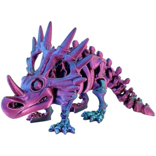 PowerTRC 3D Printed Skeleton Styracosaurus – Prehistoric Collectible Articulating Dinosaur 3D Figurine Desk Decoration for Teens and Adults, Made in USA
