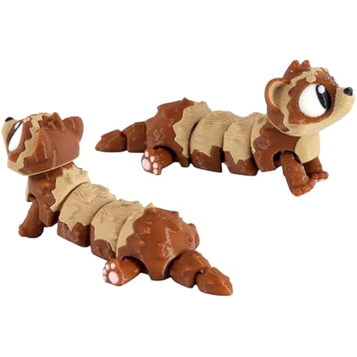 3D Printed Articulated Ferret Fidget Toy 3 Pack – Flexible Cute Animal Desk Decor, Adult Collectible – 3D Printed in USA