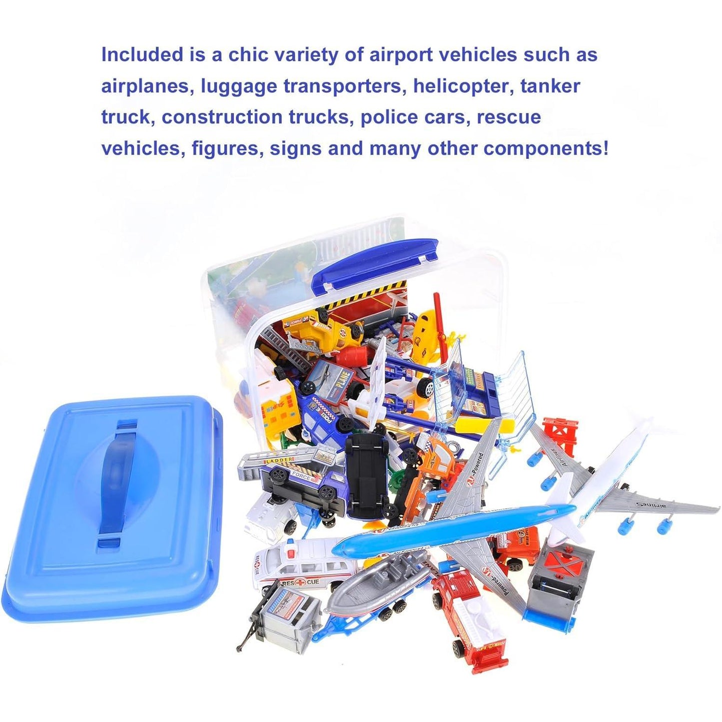 Airport Play Set Airports Toy with Airplanes, Vehicles, Figures & Accessories, Play Mat Interactive Learning Toys for Toddlers