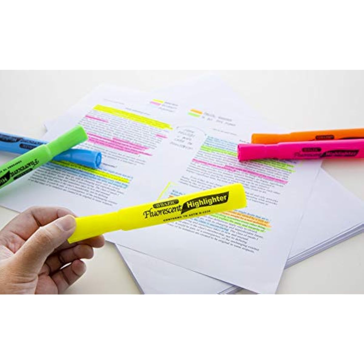 Highlighter – Yellow Color Chisel Tip Highlighter Set, Desk Style Highlighter Pen for Office, School, and Study Use, Fluorescent Yellow Ink, Smooth Marking, 12-Count, 12-Packs