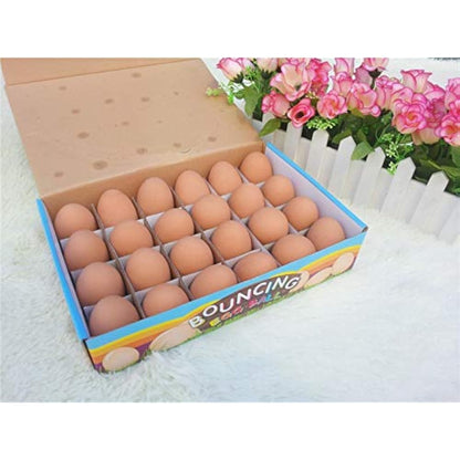 24 Pcs Bouncy Rubber Eggs Toys, 2.16 inches Fake Bouncing Eggs for DIY Easter, Realistic Lifelike Pretend Play Food Funny Party Favors Bulk Fetch Pet Toys