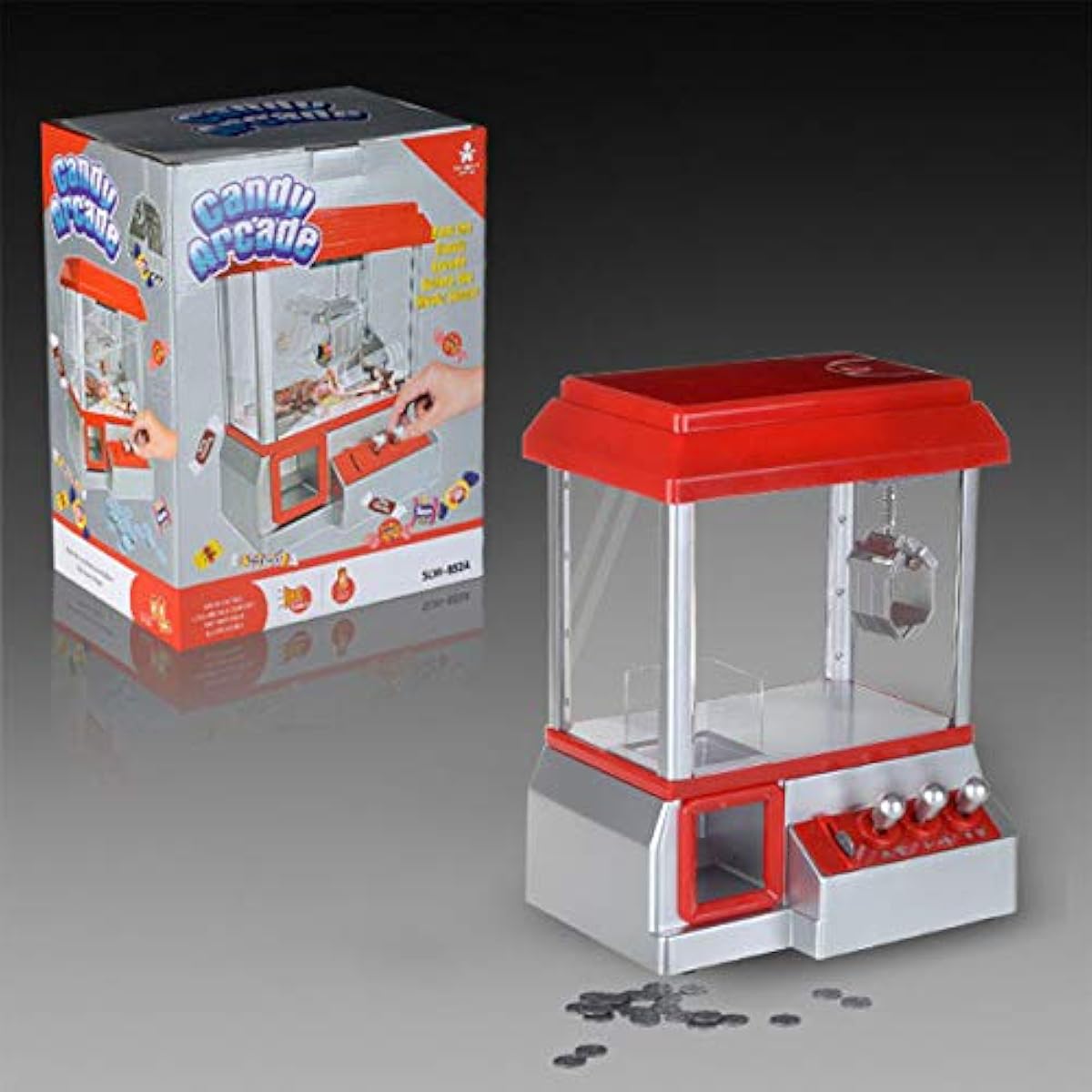 Claw Machine Toy Arcade Game with Sound, Mini Carnival Games Fun Candy Toy Grabber Dispenser Vending Toy for Boys Girls Kids (Size: 13.75in x 10in)