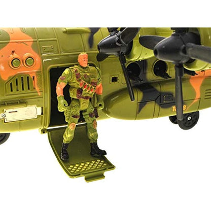 Military Combat Air Force Airplane Toy with Lights, Army Sounds and Realistic Working Doors Giant C130 Bomber with Mini Soldiers for Kids Army Toy Plane Gift for Boys Ages 3 4 5 6