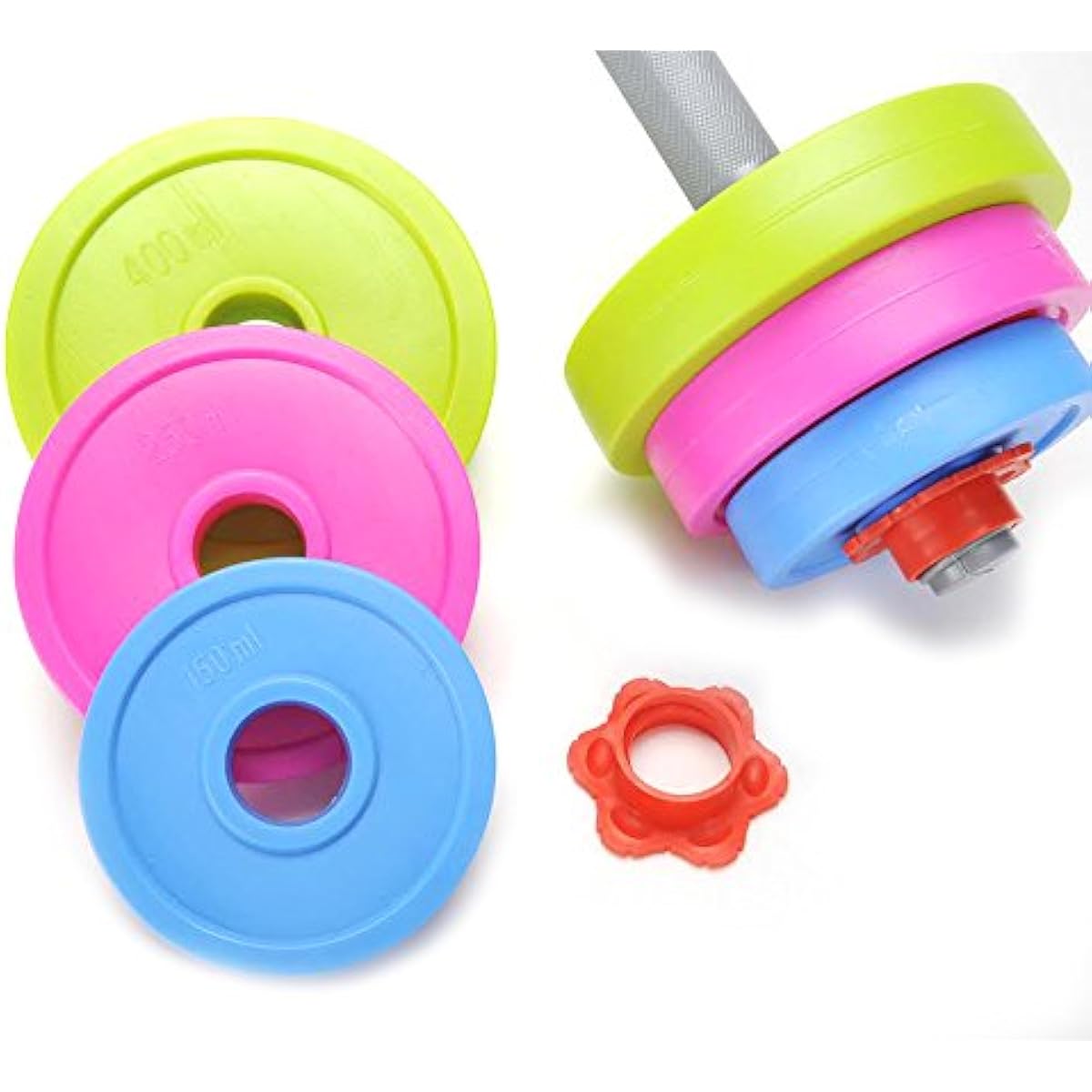 Dumbbell Toy Kids Workout Weights Set, Toddler Toy Pretend Play Lifting, Fitness & Exercise Gym Equipment, Fill Weights with Water or Sand, Beach Toys