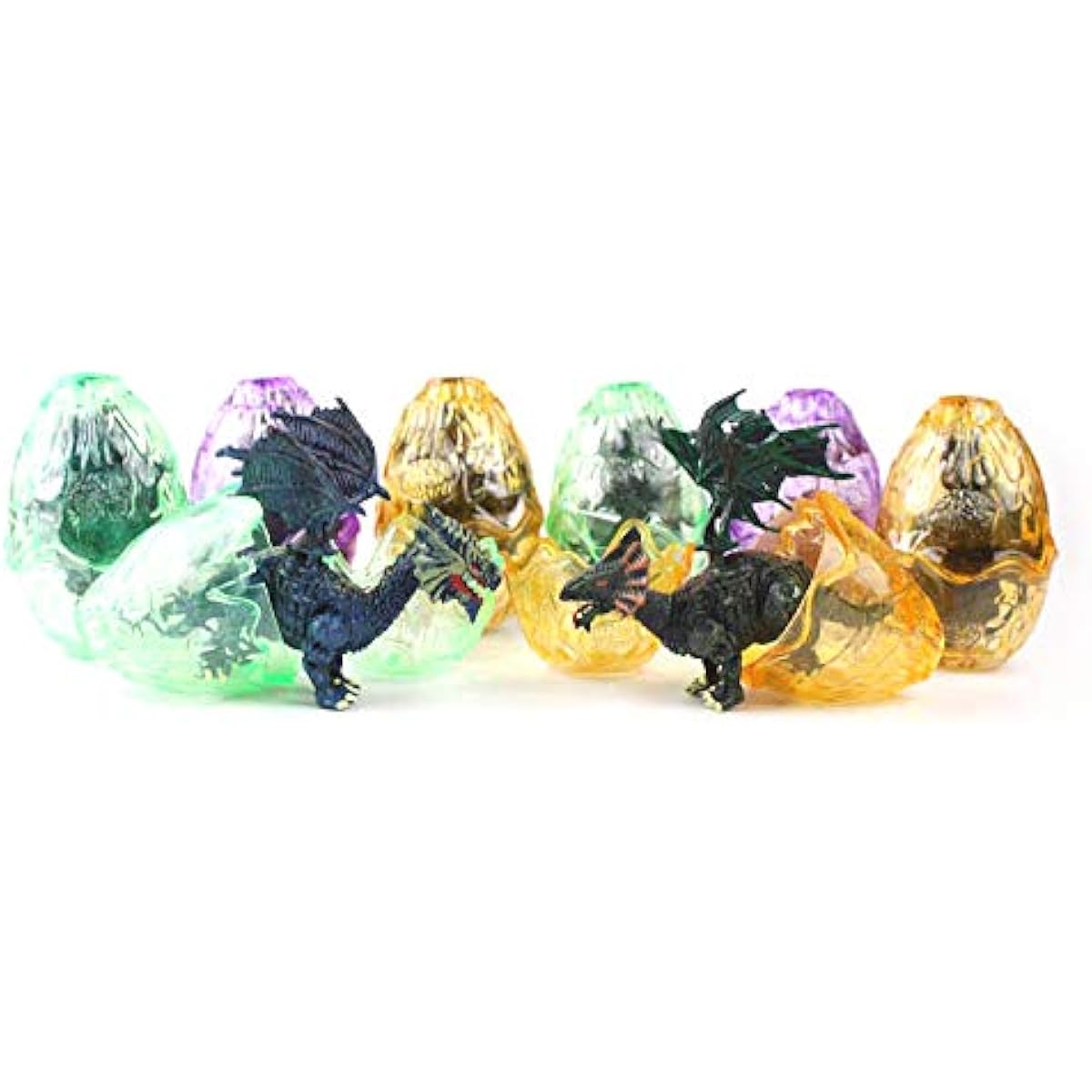 PowerTRC 12 Pack Deluxe 3D Dragon Action Figures in Jurassic-Inspired Hatching Eggs | Take Apart Puzzle Toy | Perfect for Kids' Party Favors and Bulk Toy Excitement!