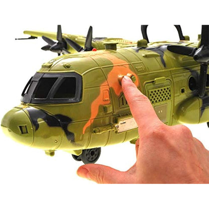 Military Combat Air Force Airplane Toy with Lights, Army Sounds and Realistic Working Doors Giant C130 Bomber with Mini Soldiers for Kids Army Toy Plane Gift for Boys Ages 3 4 5 6