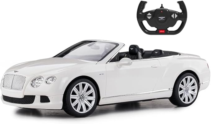 PowerTRC Remote Control Car, Bentley RC Cars 1:12 Scale Official Licensed Battery Operated Model Sports Car w/Headlights Gift Ideas Birthday for Adults & Boys Ages 6+ Years White