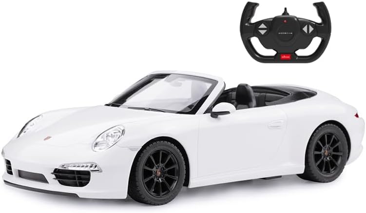 PowerTRC Remote Control Car, Porsche Carrera S RC Cars 1:12 Scale Official Licensed Battery Operated Model Sports Car w/Headlights Gift Ideas Birthday for Adults & Boys Ages 6+ Years White