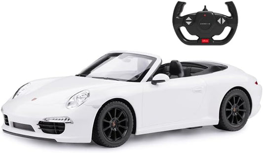 PowerTRC Remote Control Car, Porsche Carrera S RC Cars 1:12 Scale Official Licensed Battery Operated Model Sports Car w/Headlights Gift Ideas Birthday for Adults & Boys Ages 6+ Years White