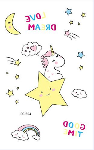 PowerTRC Temporary Tattoos For Kids, 12 Sheets Over 300 Tattoos For Endless Combinations And Styles, Durable Unicorn And Fantasy Theme'd Fake Tattoos