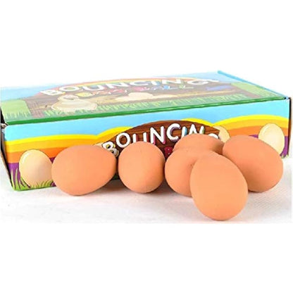 24 Pcs Bouncy Rubber Eggs Toys, 2.16 inches Fake Bouncing Eggs for DIY Easter, Realistic Lifelike Pretend Play Food Funny Party Favors Bulk Fetch Pet Toys