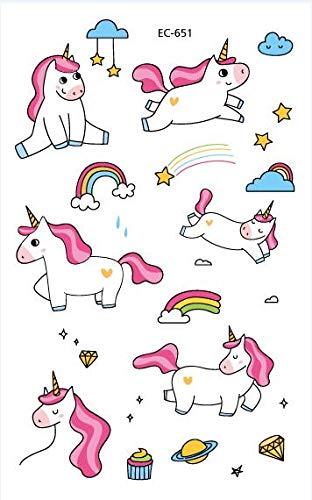 PowerTRC Temporary Tattoos For Kids, 12 Sheets Over 300 Tattoos For Endless Combinations And Styles, Durable Unicorn And Fantasy Theme'd Fake Tattoos