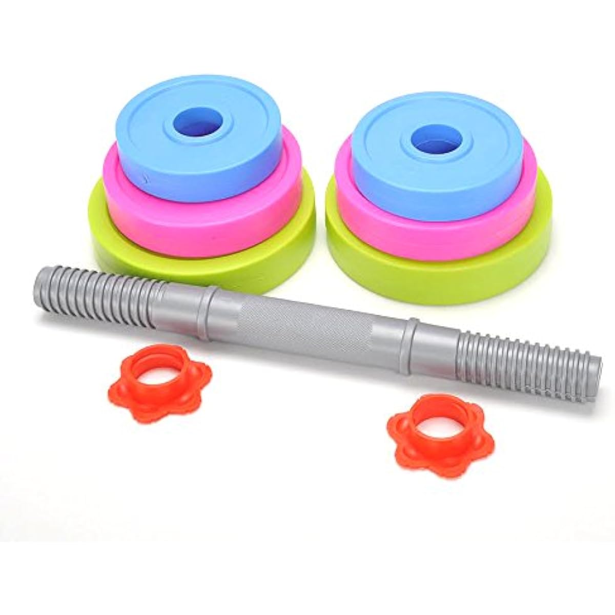 Dumbbell Toy Kids Workout Weights Set, Toddler Toy Pretend Play Lifting, Fitness & Exercise Gym Equipment, Fill Weights with Water or Sand, Beach Toys