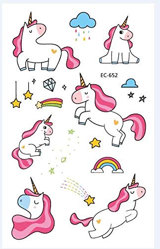 PowerTRC Temporary Tattoos For Kids, 12 Sheets Over 300 Tattoos For Endless Combinations And Styles, Durable Unicorn And Fantasy Theme'd Fake Tattoos