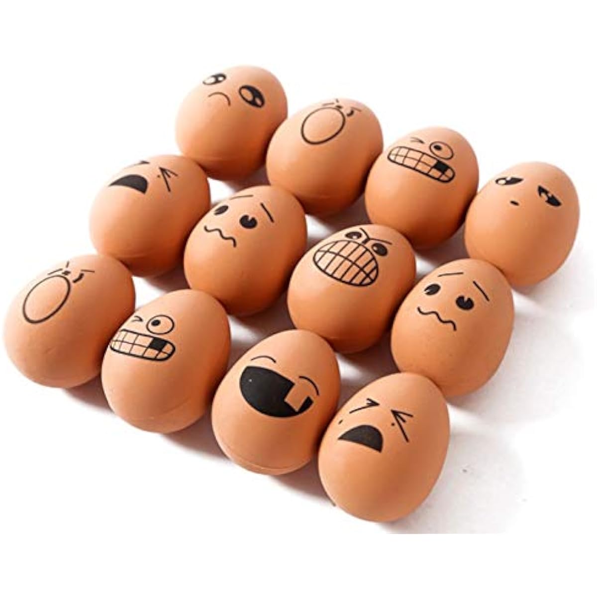 24 Pieces Realistic Bouncing Easter Eggs with Emoticon Faces | Bouncy Rubber Toy Food Pretend Eggs Playset | Fake Eggs Funny Prank Toys Party Favors Goodie Bag Fillers Or School Rewards