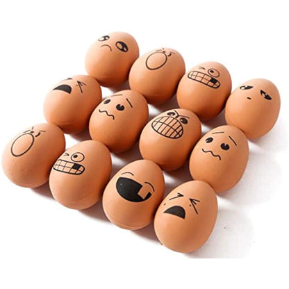 24 Pieces Realistic Bouncing Easter Eggs with Emoticon Faces | Bouncy Rubber Toy Food Pretend Eggs Playset | Fake Eggs Funny Prank Toys Party Favors Goodie Bag Fillers Or School Rewards