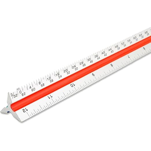 Architectural Scale Ruler, 12” Metal Aluminum Architect Scale Triangular for Engineers Students Architects