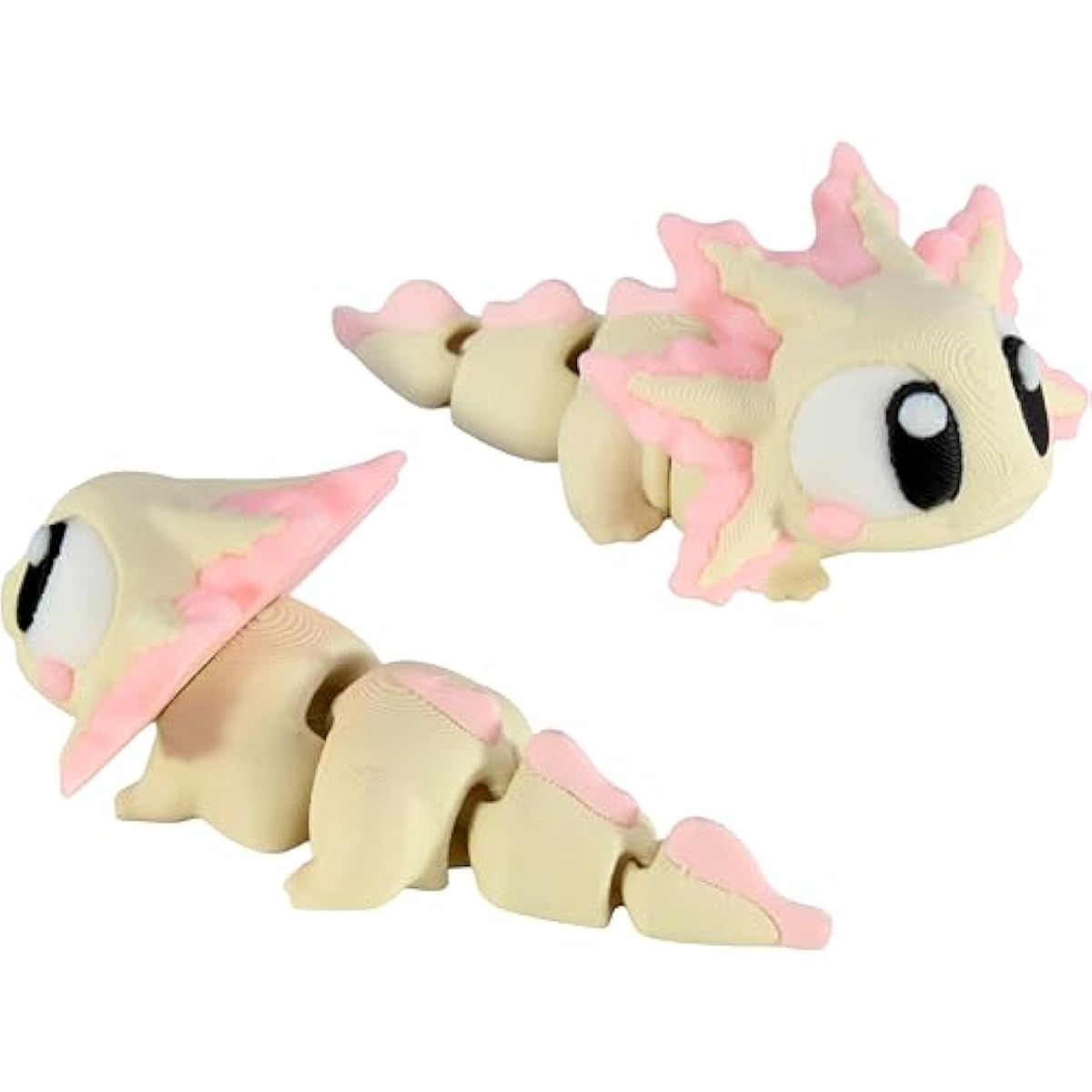 PowerTRC 3D Printed Articulated Axolotl Fidget Toy 3 Pack – Flexible Cute Animal Desk Decor, Adult Fidget Collectible – 3D Printed in USA