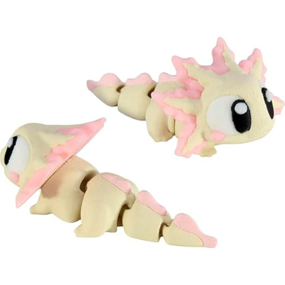 PowerTRC 3D Printed Articulated Axolotl Fidget Toy 3 Pack – Flexible Cute Animal Desk Decor, Adult Fidget Collectible – 3D Printed in USA
