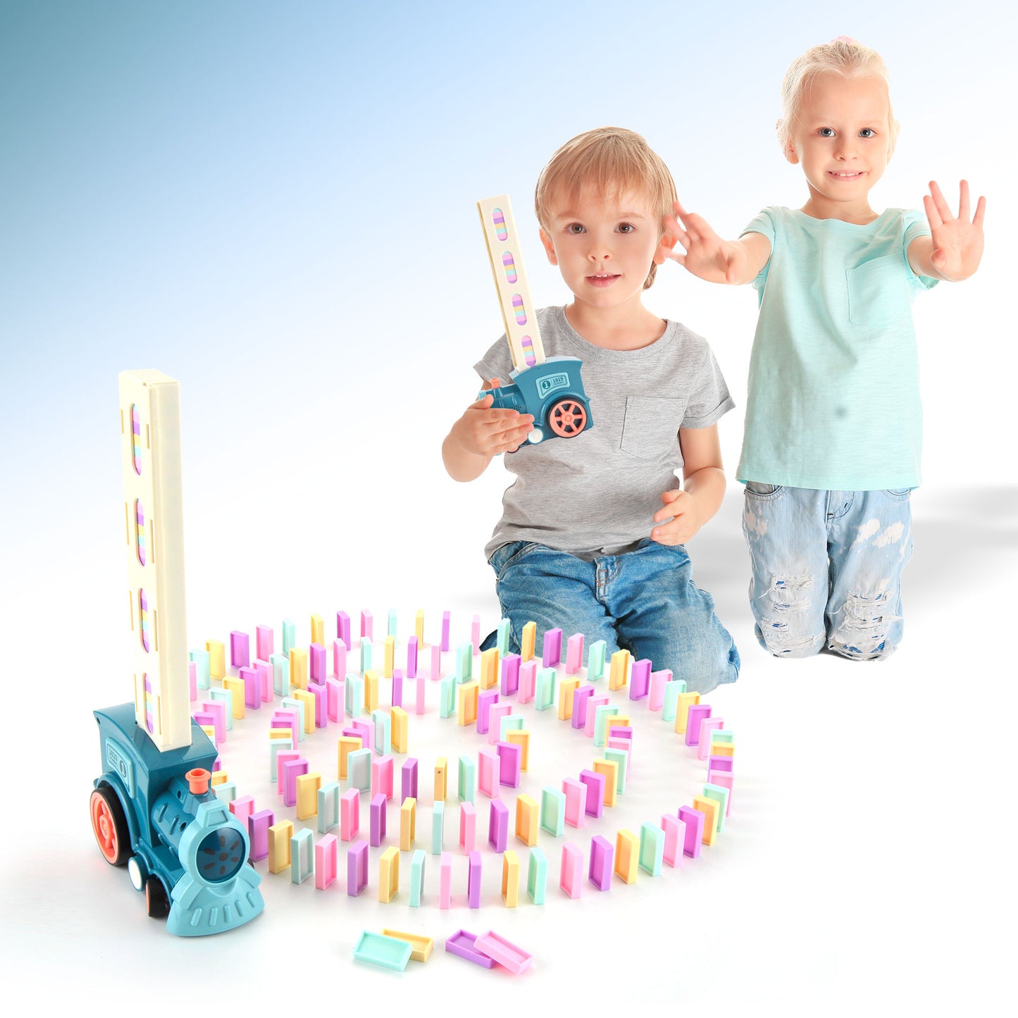 Automatic Stacking Domino Train Toy