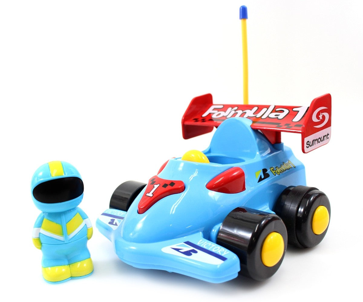 4" Cartoon RC Formula Race Car Remote Control Toy For Toddlers (Blue)
