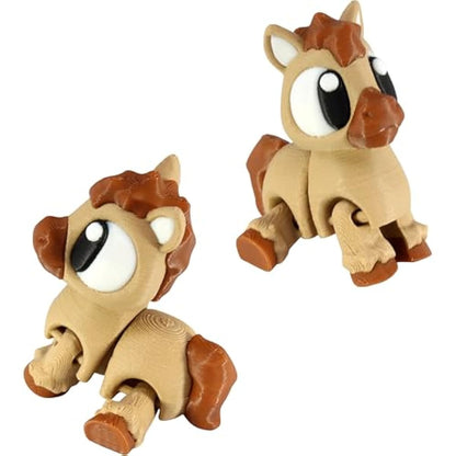 PowerTRC 3D Printed Articulated Horse Fidget Toy 3 Pack – Flexible Cute Animal Desk Decor, Adult Fidget Collectible – 3D Printed in USA