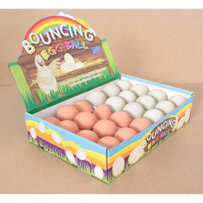 24 Pcs Bouncy Rubber Eggs Toys, 2.16 inches Fake Bouncing Eggs for DIY Easter, Realistic Lifelike Pretend Play Food Funny Party Favors Bulk Fetch Pet Toys