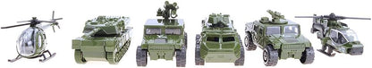 Diecast Military Vehicles, 6 Pack Alloy Metal Vehicles Models Car Toys Army Toys, Tank, Truck, Panzer, Anti Air Vehicle, and Helicopters Playset for Kids Toddlers Boys