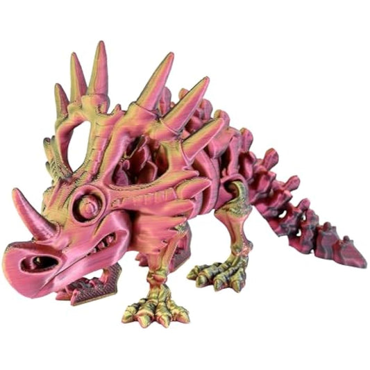 PowerTRC 3D Printed Skeleton Styracosaurus – Prehistoric Collectible Articulating Dinosaur 3D Figurine Desk Decoration for Teens and Adults, Made in USA