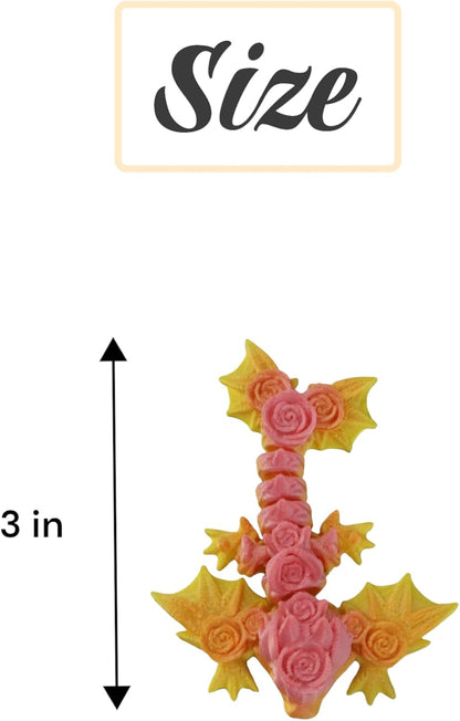 PowerTRC 3D Printed Cute Baby Dragon Wyverns (Pack of 10) – 3 Inch Articulated Desk Toys, Flexible Fidget Dragons, Party Favors, Gift Bag Fillers, Rainbow Mixed Colors with Drawstring Bag