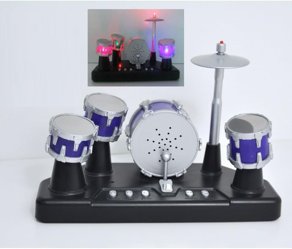Finger Drum Set Mini Electric Small Desktop Fun Novelty Accessories Instrument Game Party Favor with Lights & Sounds for Kids Adults