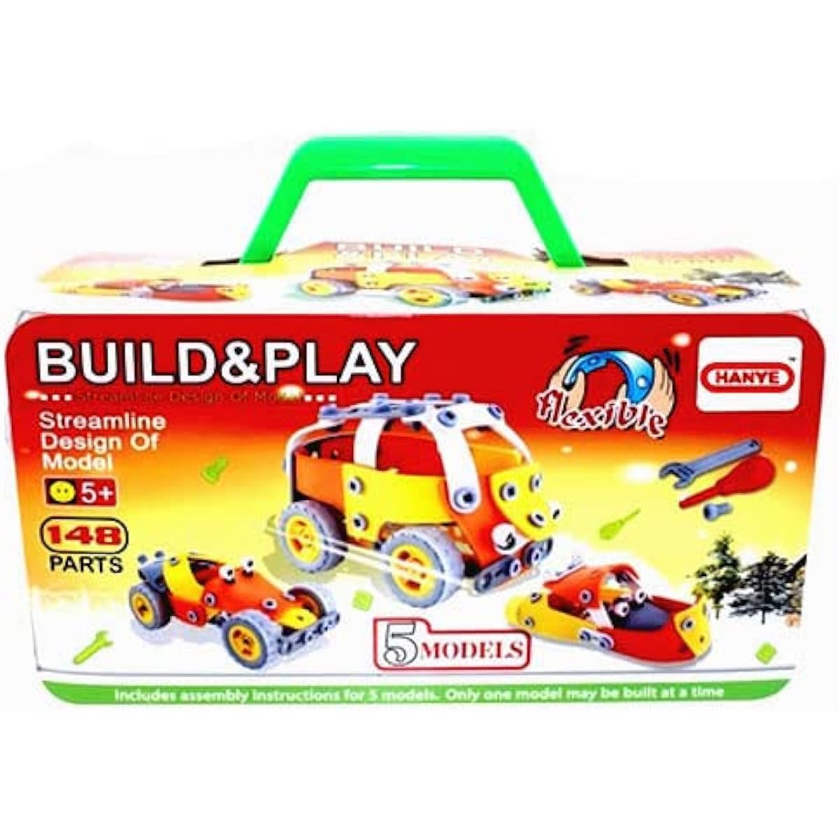 PowerTRC Take-A-Part Educational Construction Toy Model with Tools | Build Helicopter, Bulldozer, Racing Car, Van & Motorboat | Learning Playset for Boys & Girls