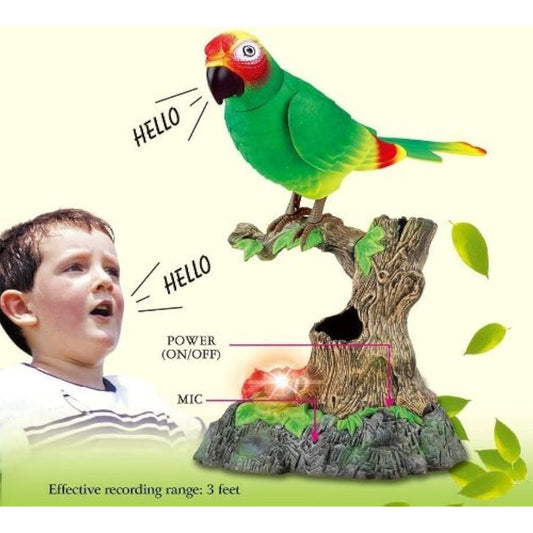 Talking Parrot Toy, Talking Bird Toy Electronic Animal Pets Home Office Decoration Sound Activated Kids Birthday Gift
