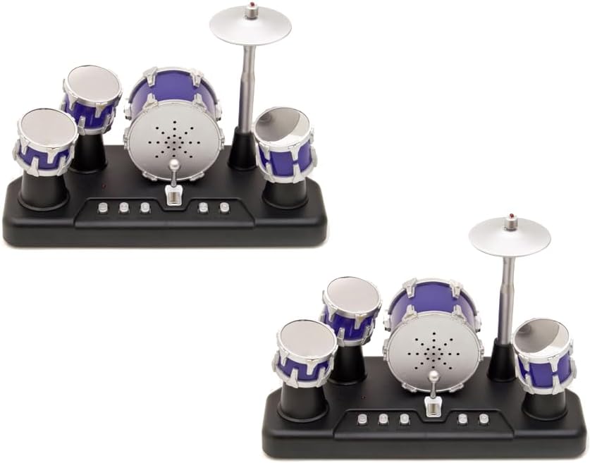 Finger Drum Set Mini Electric Small Desktop Fun Novelty Accessories Instrument Game Party Favor with Lights & Sounds for Kids Adults