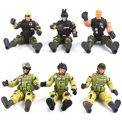 12 Pack Toy Soldiers Action Figures - US Army Men and Special Forces SWAT Team, Joint Movable with Military Weapons Accessories for Boys 8-12