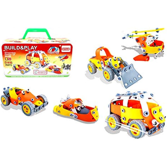 PowerTRC Take-A-Part Educational Construction Toy Model with Tools | Build Helicopter, Bulldozer, Racing Car, Van & Motorboat | Learning Playset for Boys & Girls