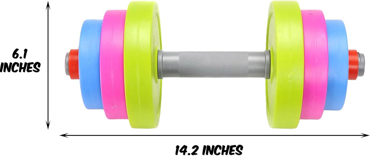 Dumbbell Toy Kids Workout Weights Set, Toddler Toy Pretend Play Lifting, Fitness & Exercise Gym Equipment, Fill Weights with Water or Sand, Beach Toys