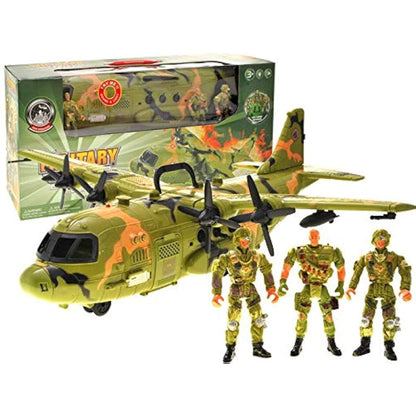 Military Combat Air Force Airplane Toy with Lights, Army Sounds and Realistic Working Doors Giant C130 Bomber with Mini Soldiers for Kids Army Toy Plane Gift for Boys Ages 3 4 5 6