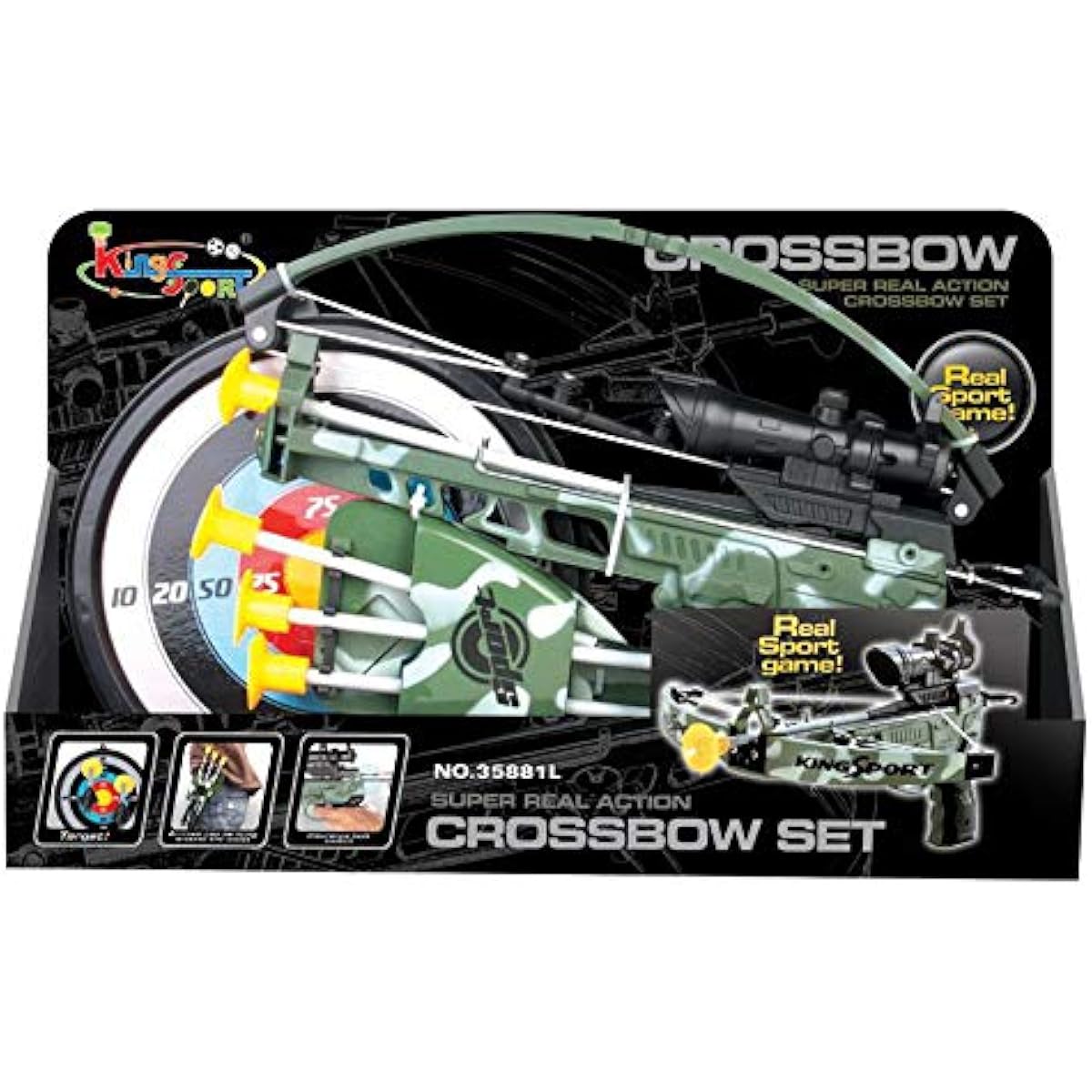 Deluxe Military Action Crossbow Toy | Kids Target Archery Crossbow with Scope and Arrow Toy