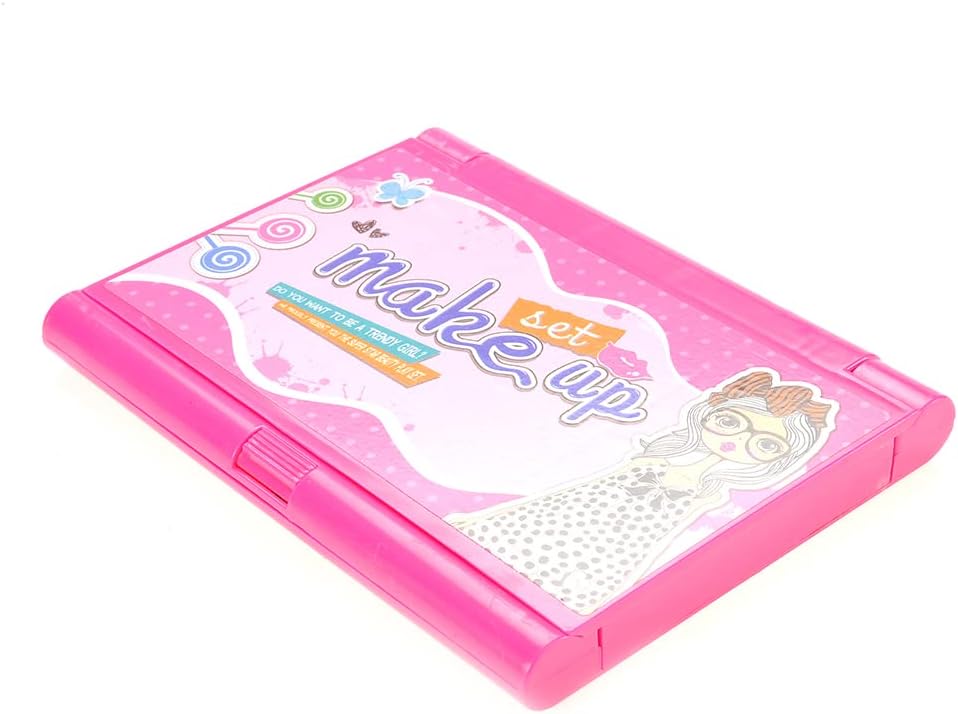 PowerTRC Washable Makeup Pretend Play Set for Kids | Fold-Out Cosmetic Kit with Mirror | Safe, Non-Toxic Toy Makeup Palette for Girls