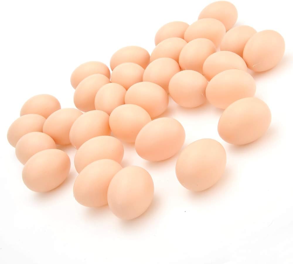 30 Pcs Plastic Eggs Toys, Toy Food DIY Easter Eggs, Real-Life Size Faux Pretend Play Food Play Kitchen Accessories, Realistic Chicken Eggs