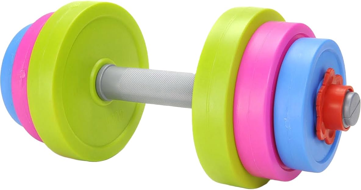 Dumbbell Toy Kids Workout Weights Set, Toddler Toy Pretend Play Lifting, Fitness & Exercise Gym Equipment, Fill Weights with Water or Sand, Beach Toys