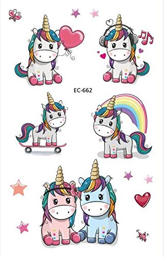 PowerTRC Temporary Tattoos For Kids, 12 Sheets Over 300 Tattoos For Endless Combinations And Styles, Durable Unicorn And Fantasy Theme'd Fake Tattoos