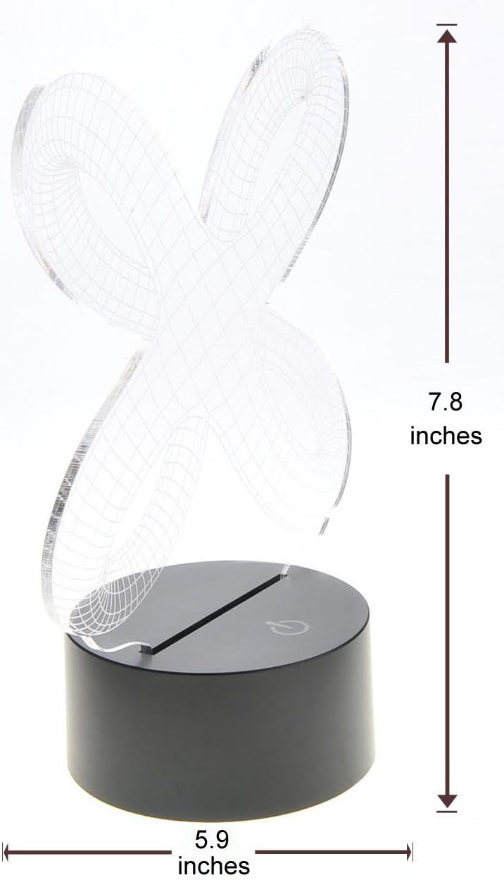 PowerTRC 3D LED Optical Illusion Crisscross Rings Night Light Multi-Colored USB Powered