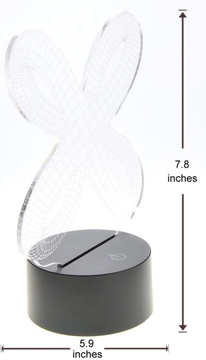 PowerTRC 3D LED Optical Illusion Crisscross Rings Night Light Multi-Colored USB Powered