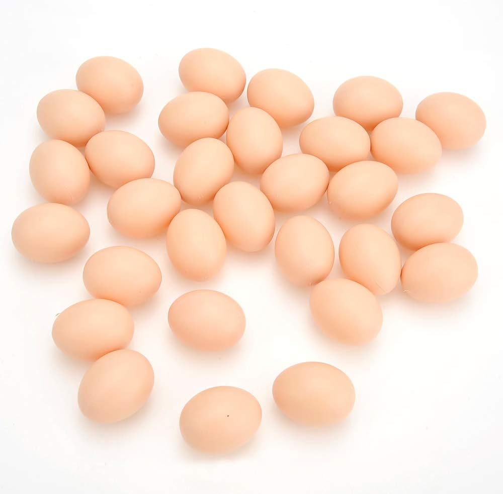 30 Pcs Plastic Eggs Toys, Toy Food DIY Easter Eggs, Real-Life Size Faux Pretend Play Food Play Kitchen Accessories, Realistic Chicken Eggs